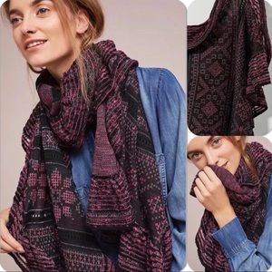 Anthropologie Cecilia Prado Mia Metallic Ruffled Scarf / Wrap NWT Retail $178